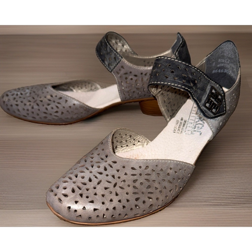 Rieker Antistress Mirjam Women Comfort Mary Jane Pumps Gray Sz37 Boho FairyCore